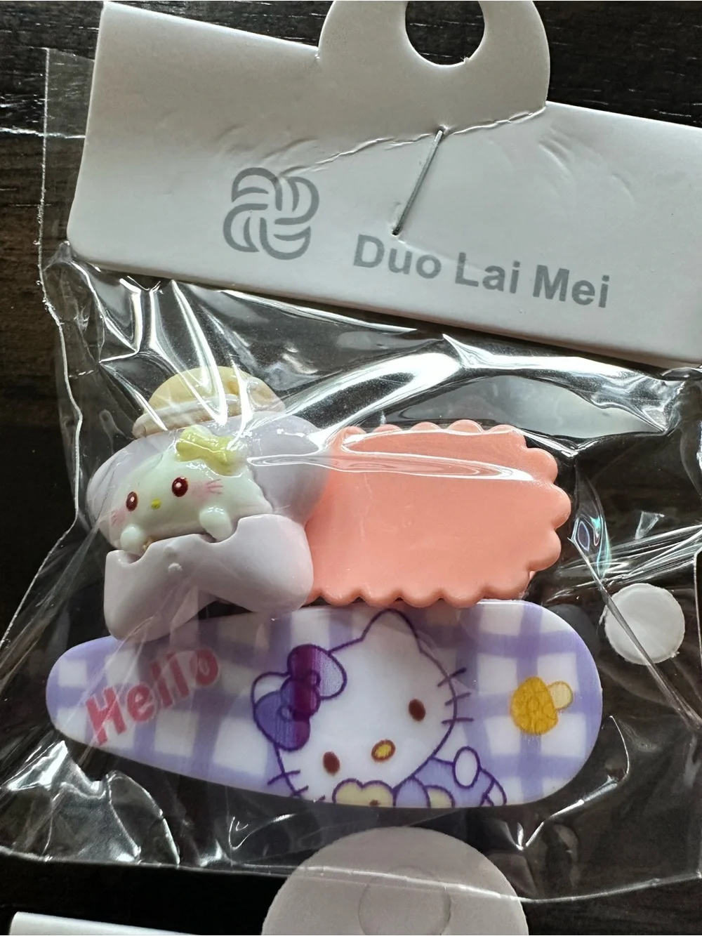 NWT Set of 4 Hello Kitty Child Size Hair Clips Barretts Orange Pink & Purple